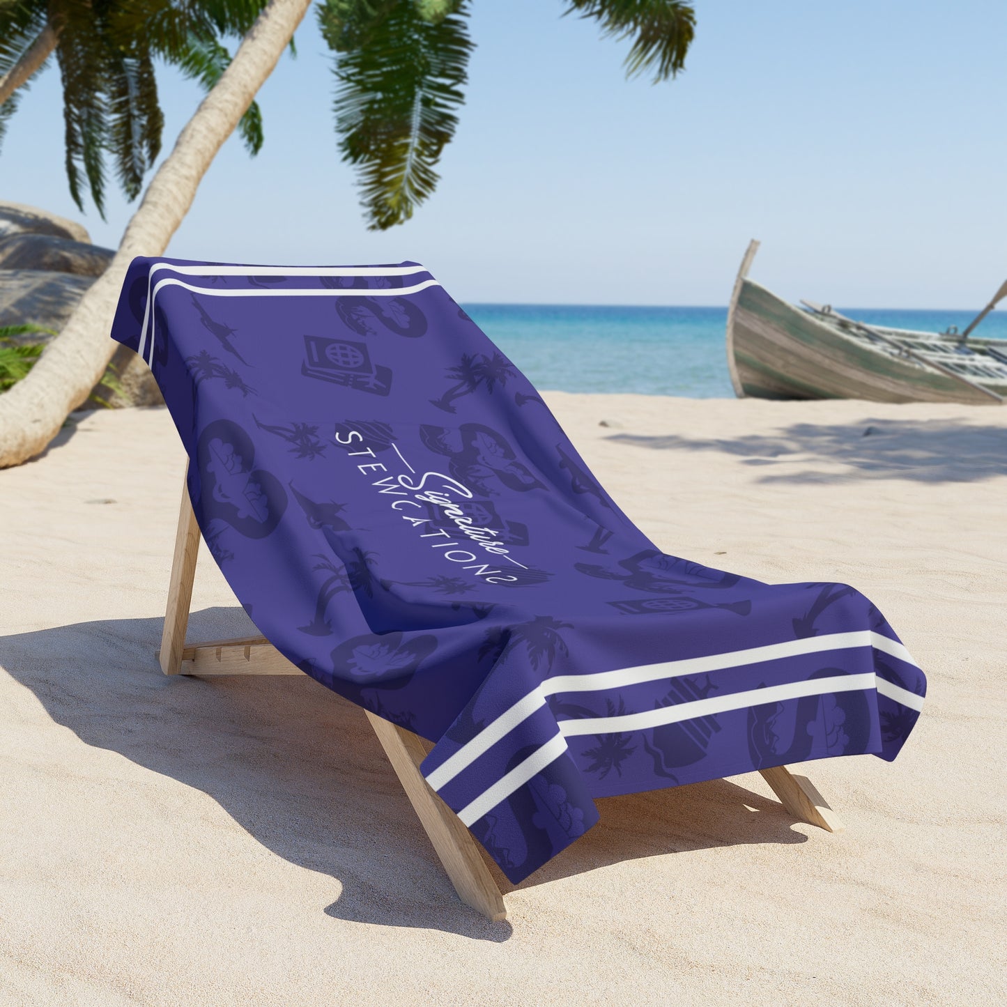 Signature Stripe Beach Towel- Purple