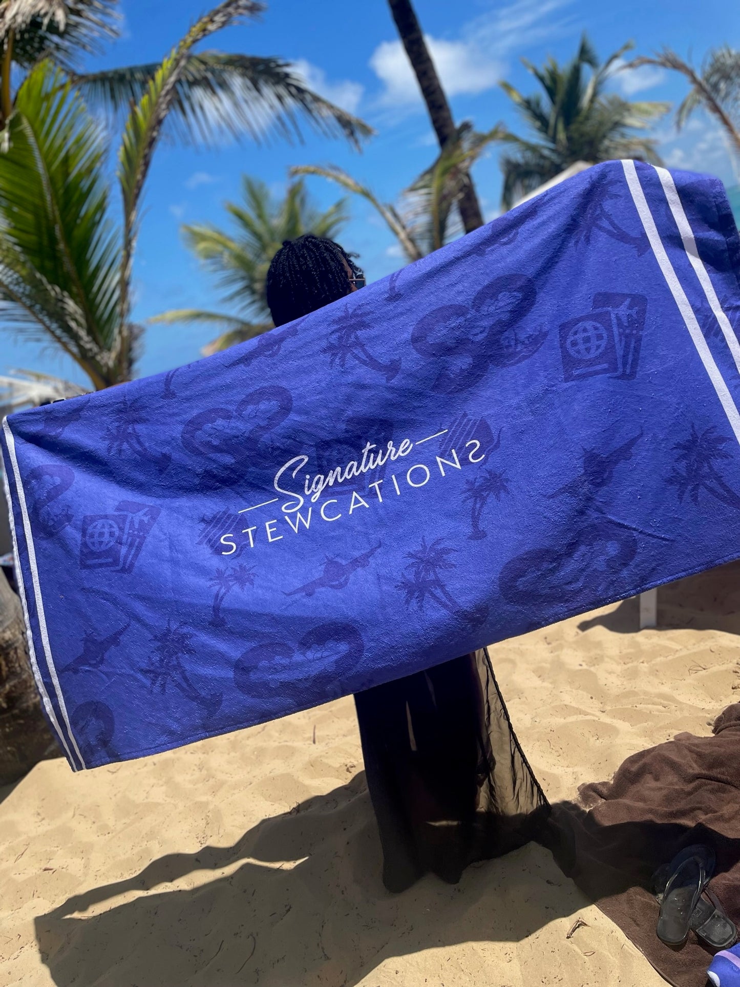 Signature Stripe Beach Towel- Purple