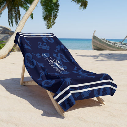 Signature Stripe Beach Towel- Navy
