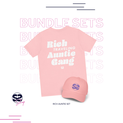 Pink Rich Auntie Shirt and Hat Airport Set