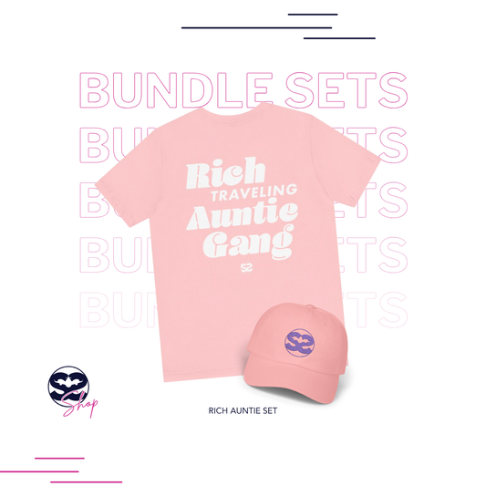 Pink Rich Auntie Shirt and Hat Airport Set