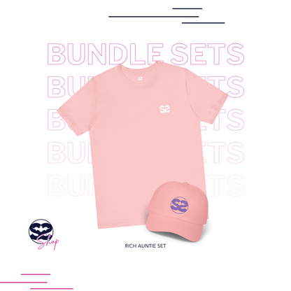 Pink Rich Auntie Shirt and Hat Airport Set